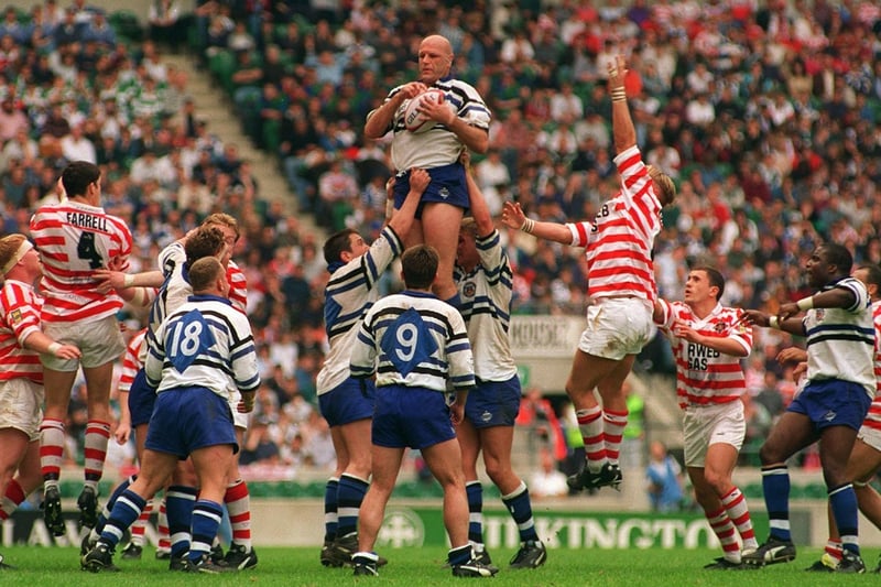 Rocket man Nigel Redman wins the lineout for Bath in grand style