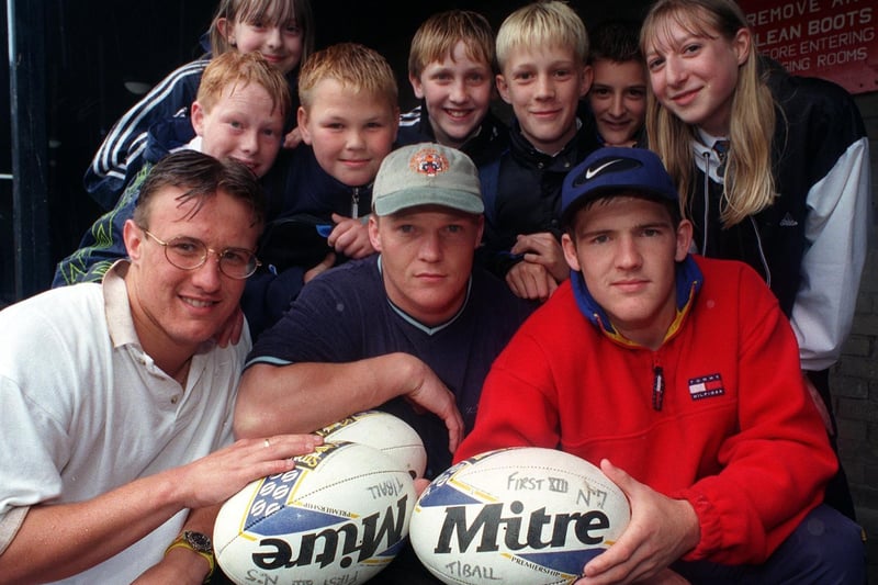 Castleford Tigers visited Garforth Community College in June 1998. Pictured, from left, are Garath Dobson, Lee Harland and Danny Orr.