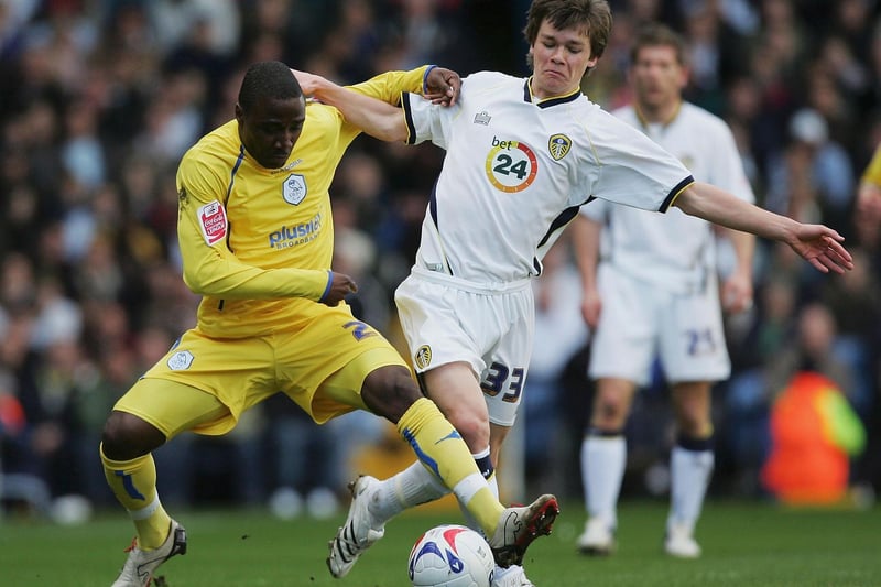 Jonny Howson battles for the ball with Sheffield United's Jermaine Johnson during the Championship clash at Elland Road in March 2007.