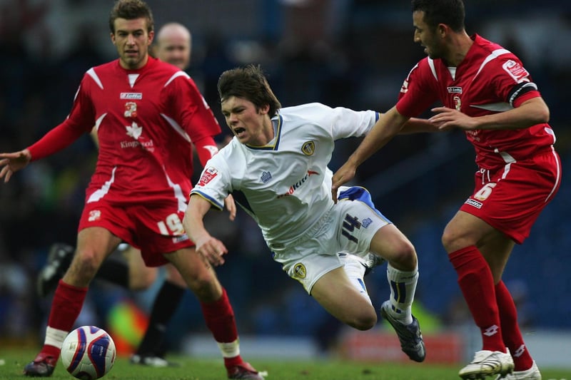Jonny Howson goes down under a challenge from Swindon Town's Hasney Aljofree during the League One clash at Elland Road in November 2007.