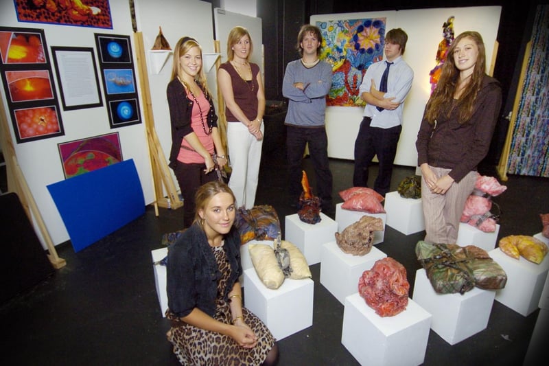 Pictured at the Scarborough College Art Show are young artists with head of art Conal Meyler, back centre.
