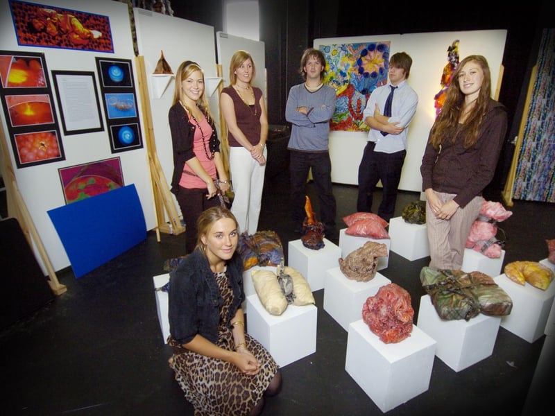 Pictured at the Scarborough College Art Show are young artists with head of art Conal Meyler, back centre.