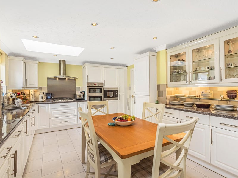 The kitchen with fitted units has plenty of worktop space