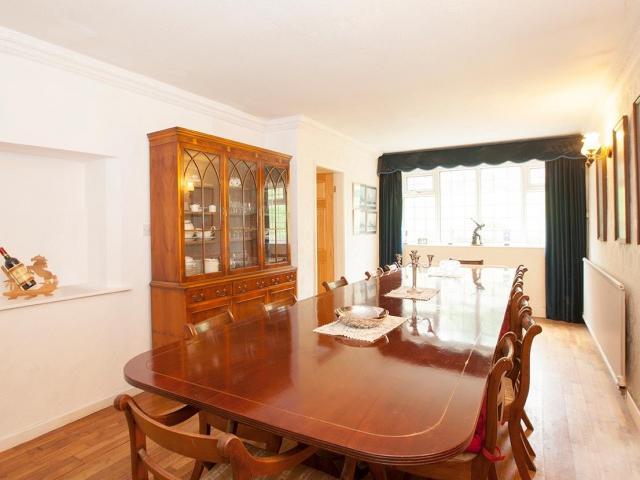 There is room to sit with family and eat in the breakfast kitchen, but for entertaining guests can use the formal dining room, which is grand room currently home to a 16 seater dining table.