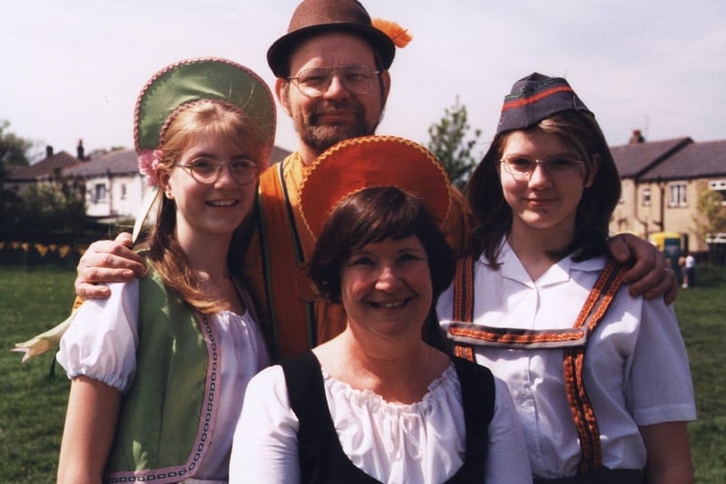 The Sound Of Music at Pudsey Carnival in May 1998. Pictured, left to right, are Debra Hoyland (Louise Von Trapp), Tony Hoyland (Director), Shirley Hoyland (Mother Abbess) and Claire Hoyland (Novice Nun).