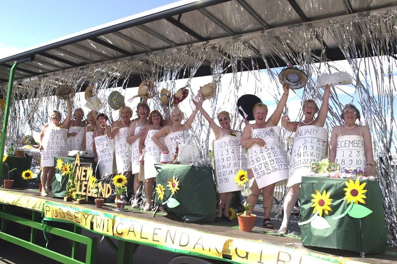 Pudsey Womens Institute 'Calendar Girls' are full of joy on the float at Pudsey Carnival in May 2004
