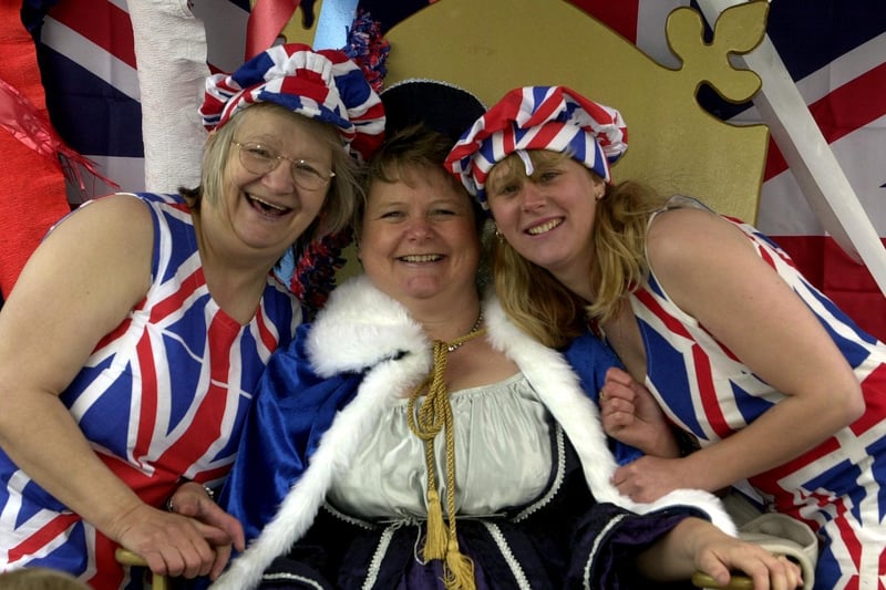 Pictured on the Asda float in May 2002 are, from left to right Christine Taggart, Carol Baird and Clare Allman.