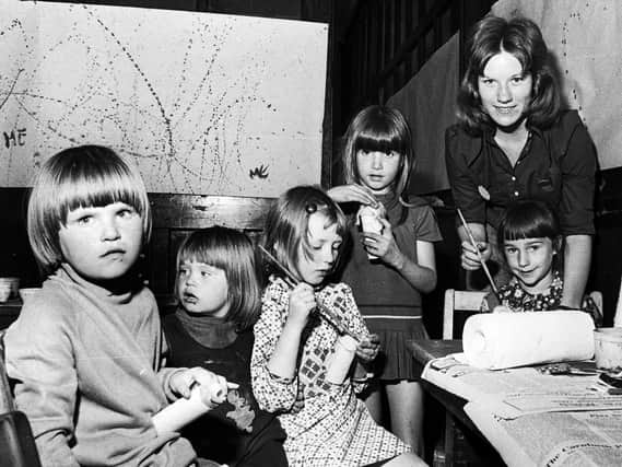 Worsley Mesnes Playgroup craft session.in 1974