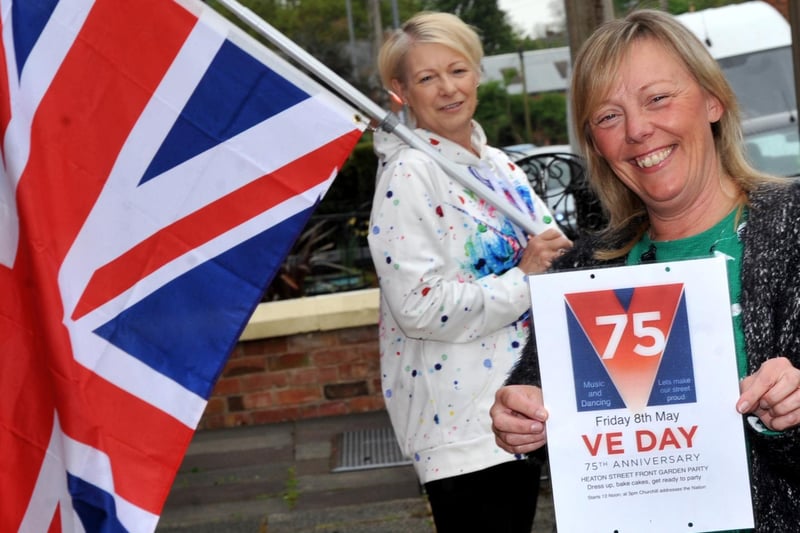 Last year, 2020, neighbours Jan Doran, left, and Annette Brown organised a VE Day celebration in their front gardens on Heaton Street, Standish.