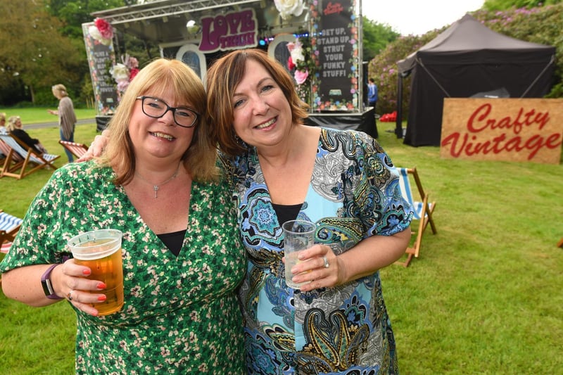 From left, Heather Taylor-Fenton and Julie Goulbourne, have fun at the Love Train Disco.