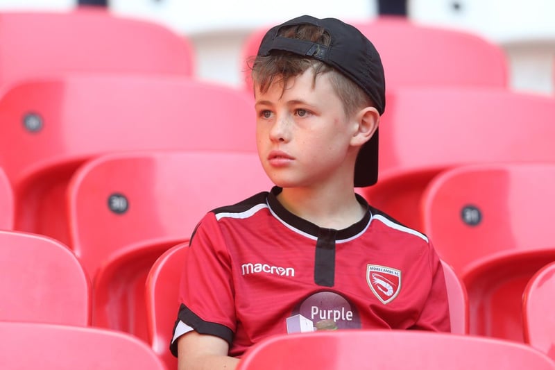 One young fan takes in the surroundings at Wembley ahead of the play-off final.