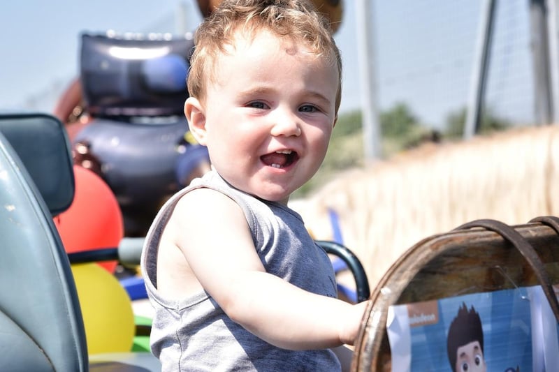 Daniel James Jnr McGowan (16 months). George's Prom Convoy for George Hinds, the little boy who died in the Heysham gas explosion sets off from Morecambe FC. Picture by Julian Brown 30/05/21