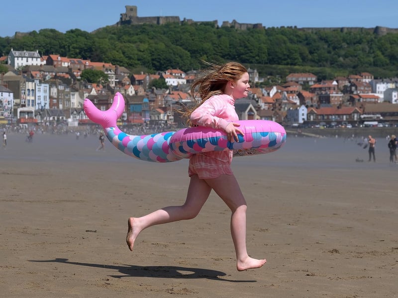 Ailish Comaskey makes a run for the sea.