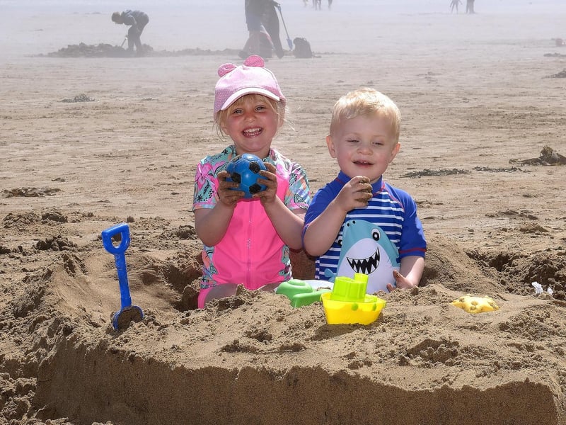 Sandcastles at the beach.