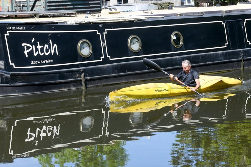 One man was spotted in his boat on the canal this morning