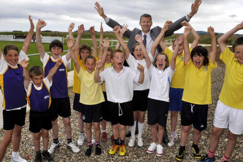 Former Olympic athlete Steve Cram watches a school indoor athletics competition at the Scarborough Rugby Club.