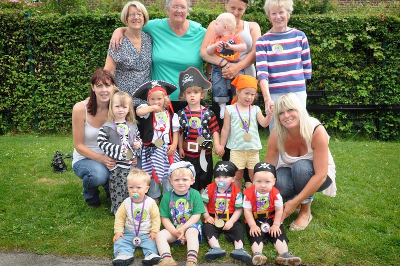 Children from the play centre on Link Walk, Eastfield, dress as pirates and take part in a sponsored toddle for Barnado’s.