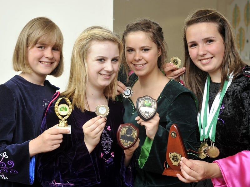 Kevin O’ Connor School of Irish Dancing award winners, from left: Laura Harness, Natasha Pitts, Josanne Machon and Emily Martin.