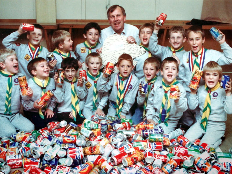 This group of Beavers were collecting cans for charity, check out the retro branding.