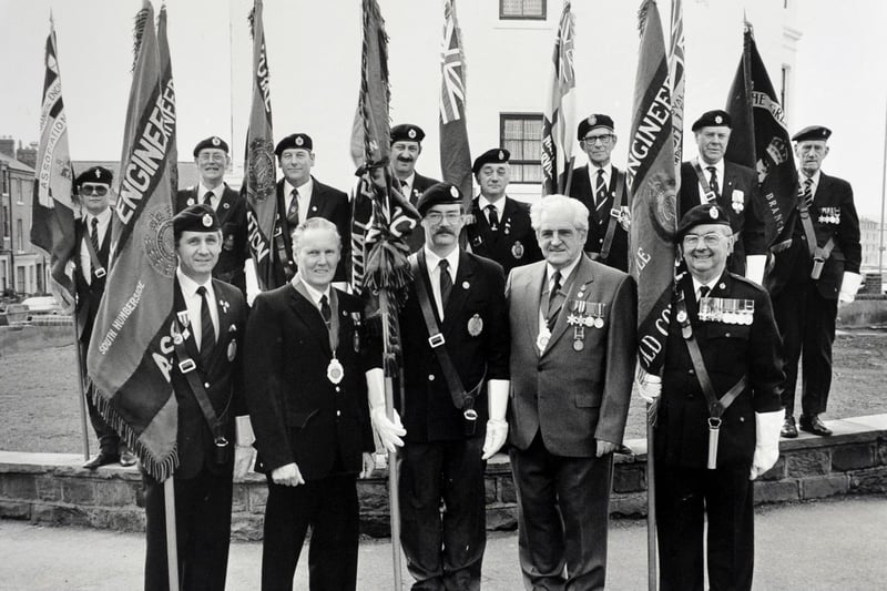 The Scarborough Royal Engineers Association celebrated 40 years in March 1991. Sapper George Hoff (front, 2nd left), proudly received an award from the association, presented to him for founding the Scarborough branch.