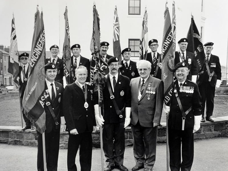 The Scarborough Royal Engineers Association celebrated 40 years in March 1991. Sapper George Hoff (front, 2nd left), proudly received an award from the association, presented to him for founding the Scarborough branch.
