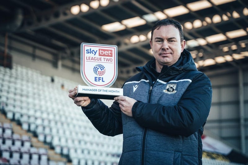 Derek Adams was named manager of the month in League Two for December 2020