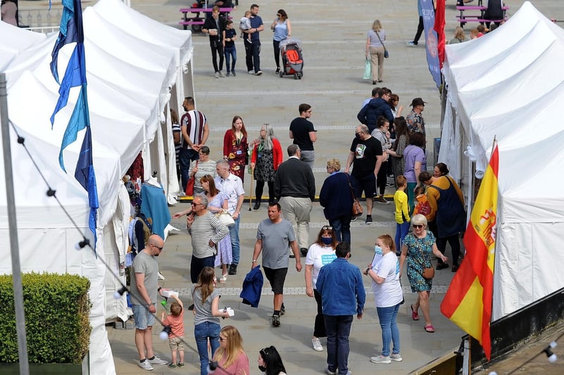 A Piece Hall spokesman said items from cheese and sweets to prints and jewellery were sold, alongside an array of pop-up street food, drinks, live music and entertainment.