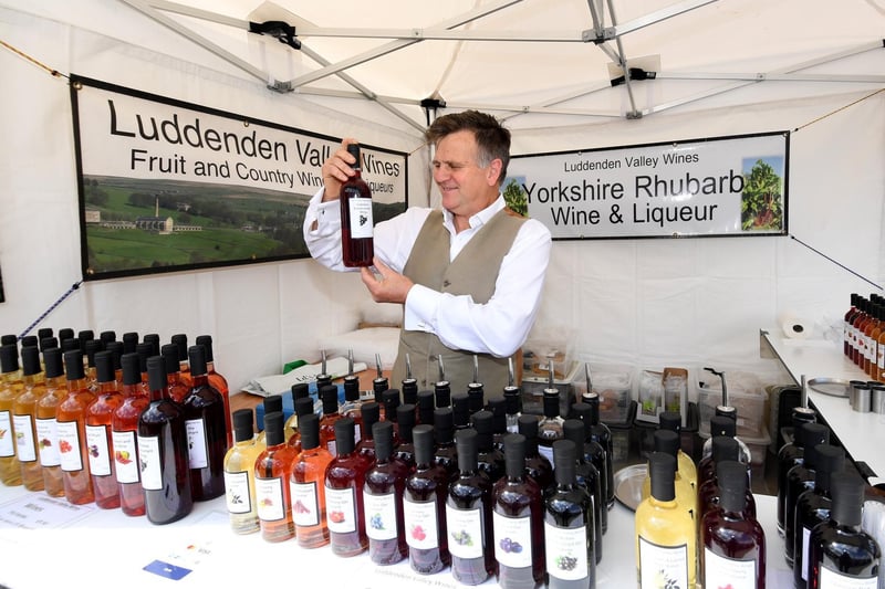 Makers Market, at the Piece Hall, Halifax..Gwyn Evans from Luddenden Valley Wines pictured at the event