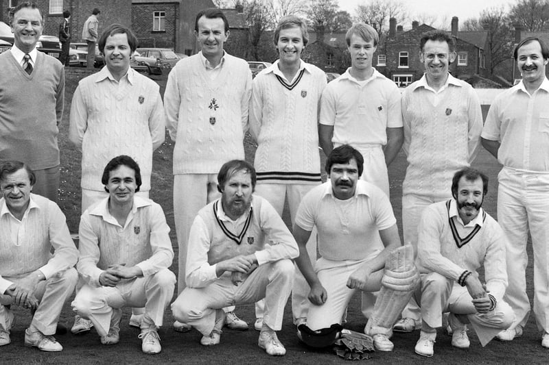 The Wigan Cricket Club first eleven at Bull Hey on Saturday 24th of April 1982.