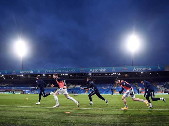 Leeds United's players warm-up at Elland Road. Pic: Getty