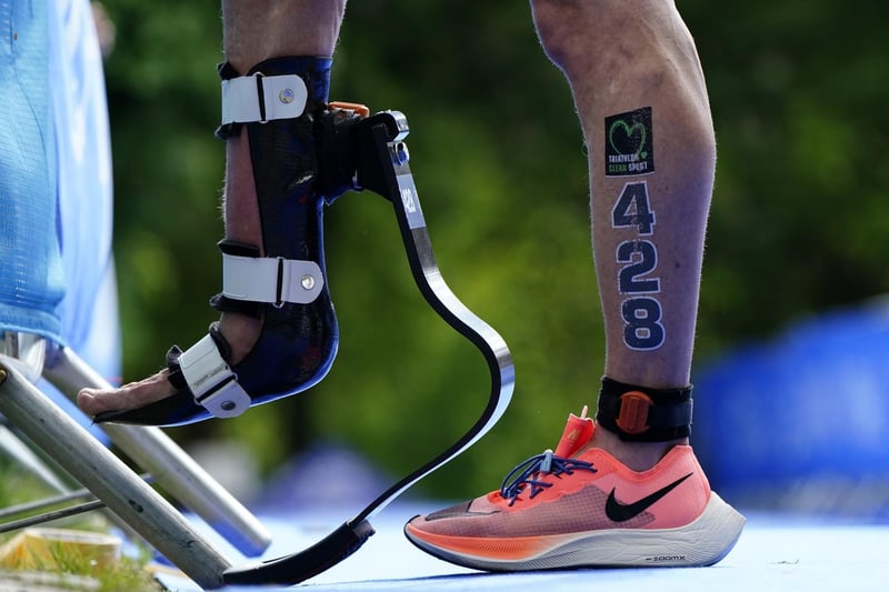 A view of Antonio Franko's blade during the AJ Bell 2021 World Triathlon Para Series race in Roundhay Park, Leeds. (photo: PA Wire/ Danny Lawson)