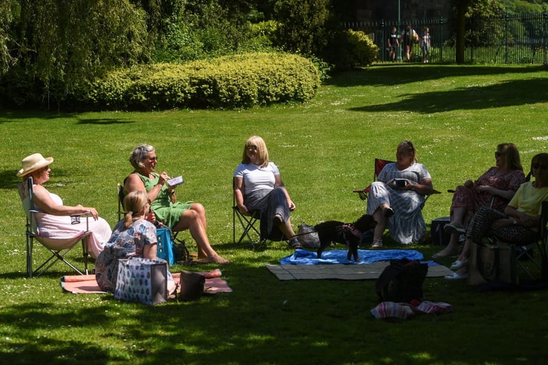 A group having a picnic in Avenham Park