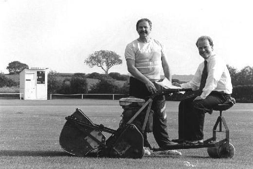 Ackworth cricket club groundsman with John Skidmore from WMDC
