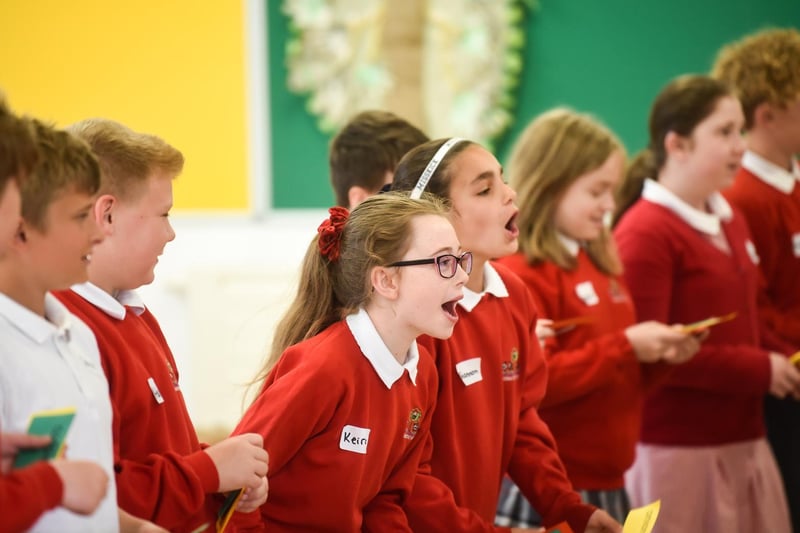 Pupils from Hambleton Primary take part in Shakespeare Day by shouting insults in the style of the Bard. Photos by Dan Martino.