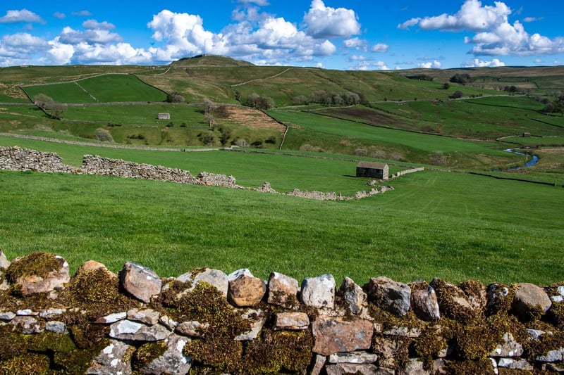 A view across towards Stake fell in Wensleydale, North Yorkshire, heart of the Yorkshire Dales National Park.