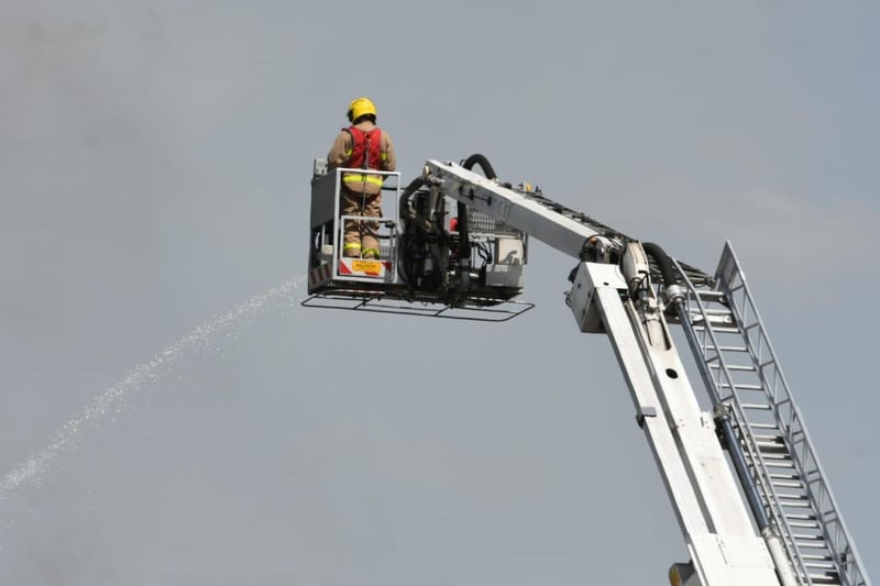 Firefighters used two water jets, a thermal imaging camera, two triple extension ladders, ceiling hooks, and the aerial ladder platform to extinguish the flames.