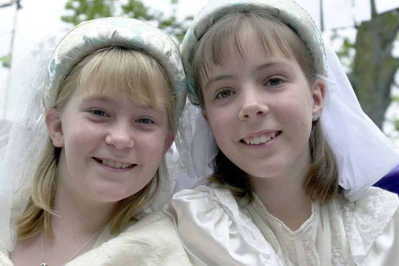 Pictured on the Methodist Scout and Guide float in June 2000 are Abigail Eden and Nicola Waite.