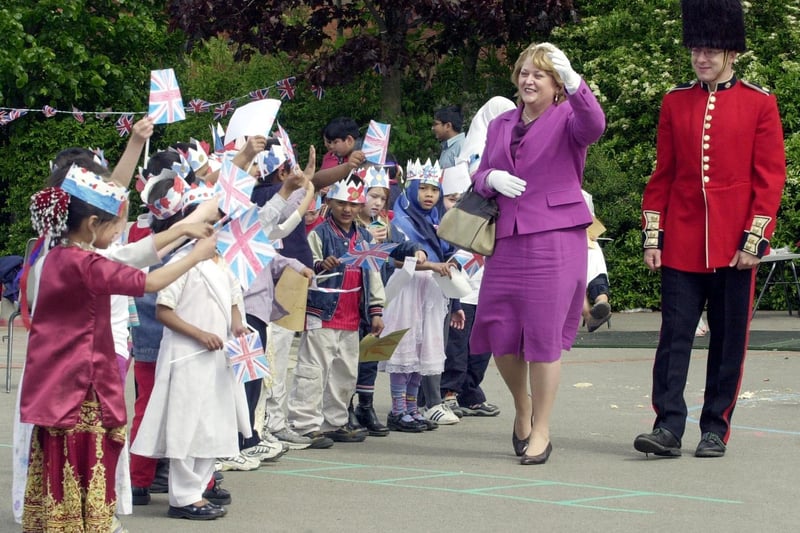 Greenmount Primary took a creative approach to the Queen's Golden Jubilee celebrations. Teacher Lori Graham-Dixon played the queen and learning mentor Joe Taheri was a guard.