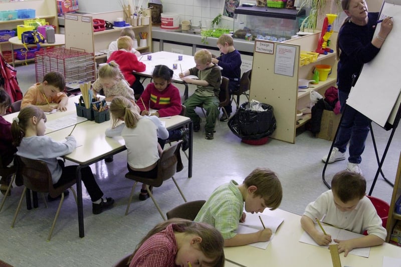 Inside a classroom at Hillside Primary in April 2002.