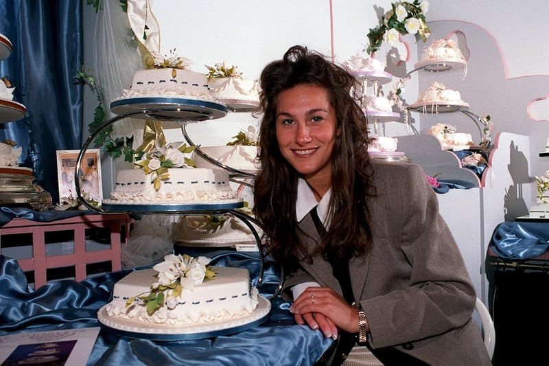 Jeanette Massey was celebrating after being named Yorkshire Evening Post Bride of the year. She is pictured next to her chosen wedding cake named ' Eternity'.