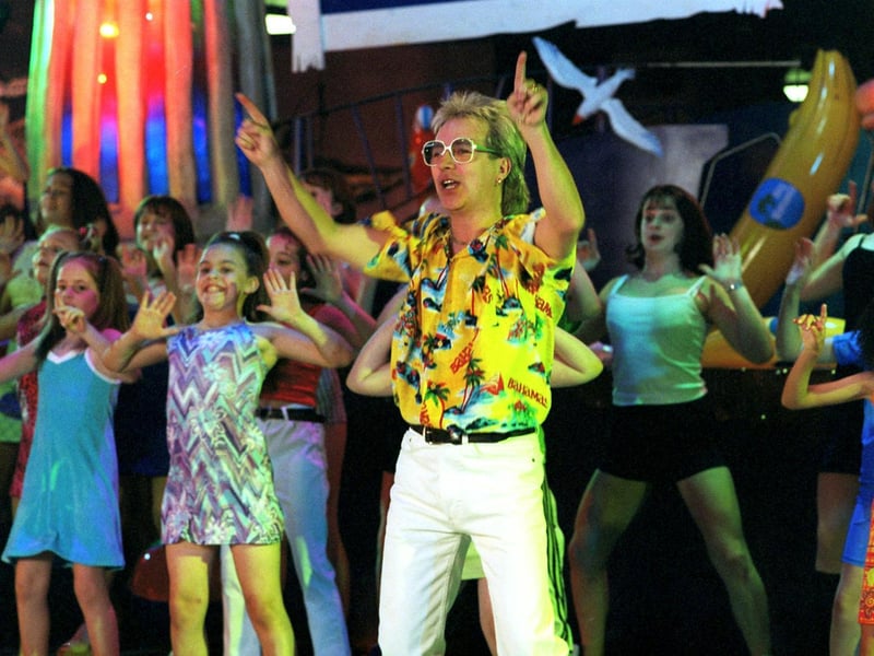 Colin Gibb, the original member of Black Lace, is pictured filming a new video for the band's hit Agadoo at Club Barcelona.