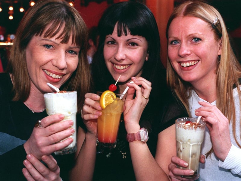 Harvey Nicks staff - Christine Wade, Ruth Williams and Jane Campy - enjoy a cocktail after work at the opening of Break for the Border on Lower Briggate.