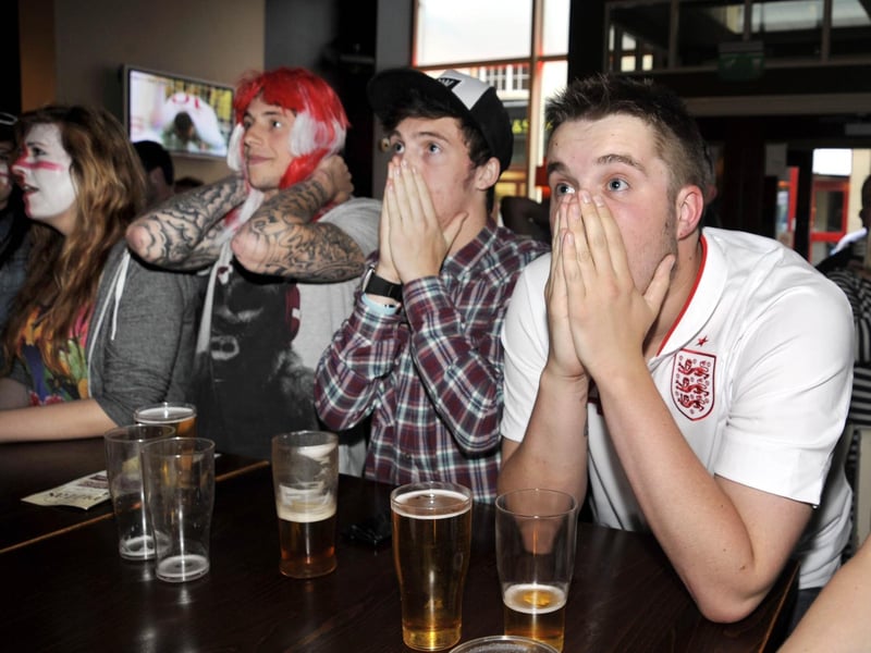 England fans watching the England v Ukraine Euro 2012 game, in The Barbican.