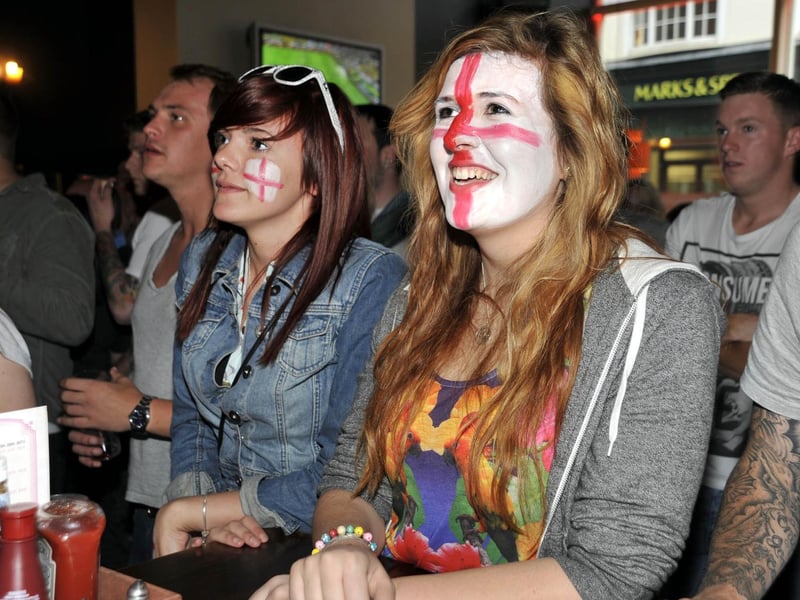 England fans watching the England v Ukraine Euro 2012 game, in The Barbican.