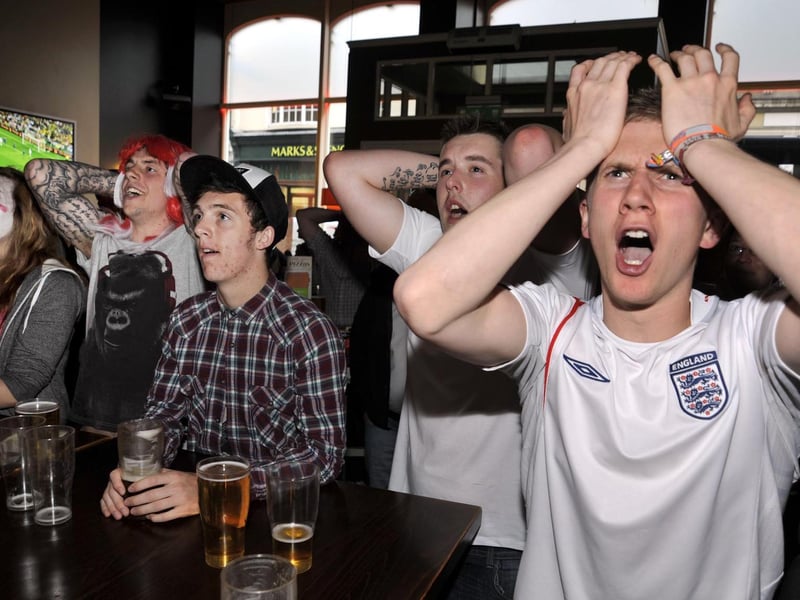England fans watching the England v Ukraine Euro 2012 game, in The Barbican.