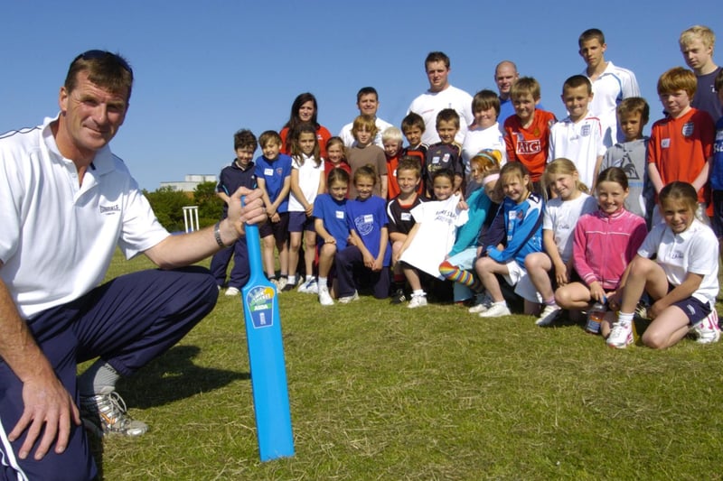 Cricket coaching at Eskdale School with ex-Yorkshire cricketer David Byas.