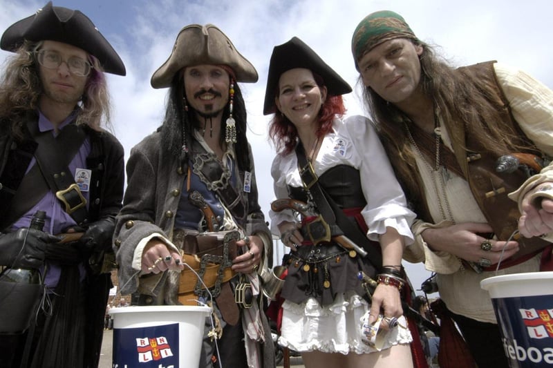 Members of the Pirate Society raising money for the RNLI.