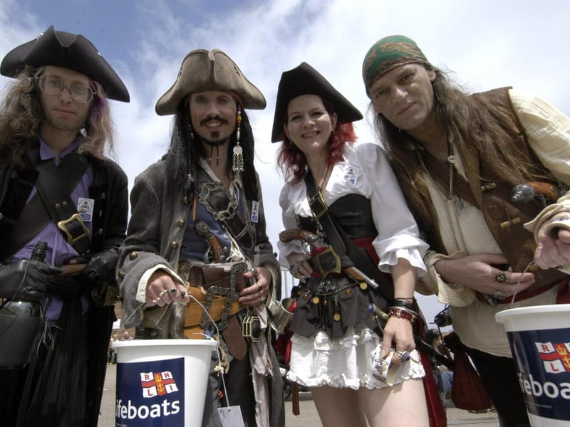 Members of the Pirate Society raising money for the RNLI.