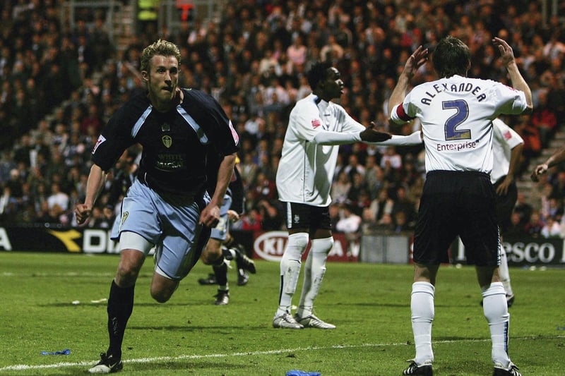Rob Hulse celebrates scoring the opening goal against Preston North End during the Championship play-off semi-final second leg at Deepdale in May 2006.