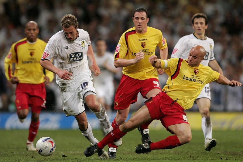 Rob Hulse drives forward during the Championship play-off final against Watford at Cardiff's Millennium Stadium in May 2006.